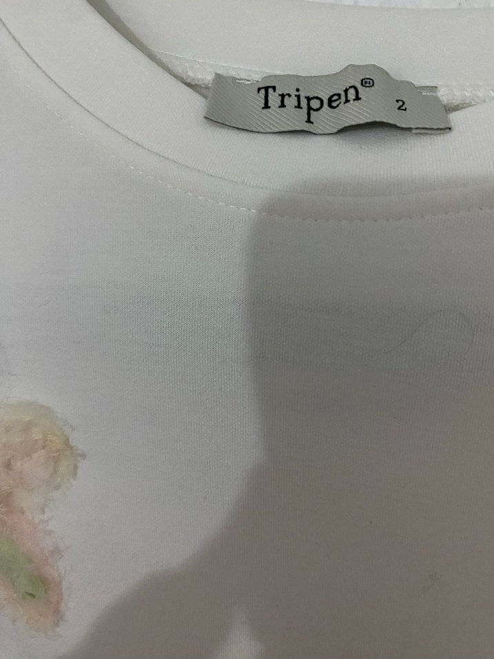 Pullu Çiçek Desenli Bohem Beyaz Sweatshirt - Görsel 3