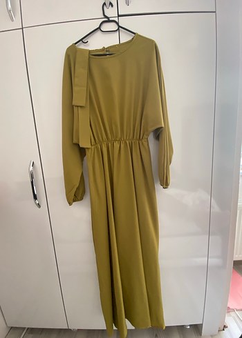 Kadın Haki Uzun Drapeli Elbise - Görsel 2
