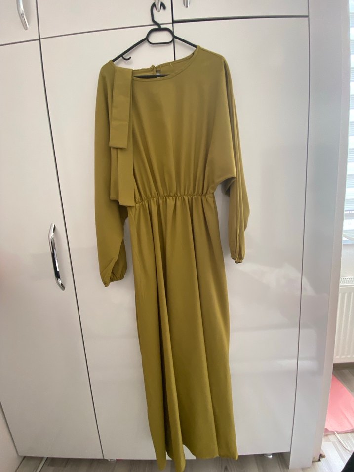 Kadın Haki Uzun Drapeli Elbise - Görsel 2