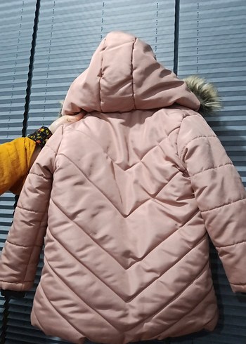 Kız Çocuk Pembe Kürklü Mont - Görsel 2