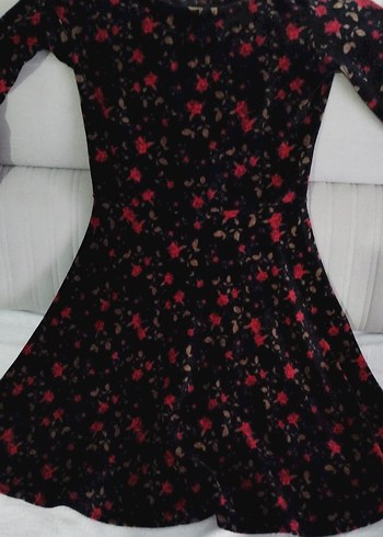 kadife Kadın Uzun Kollu Mini Elbise - Görsel 2