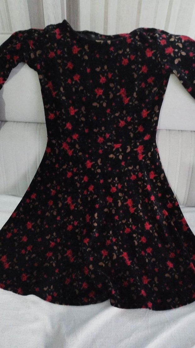 kadife Kadın Uzun Kollu Mini Elbise - Görsel 2