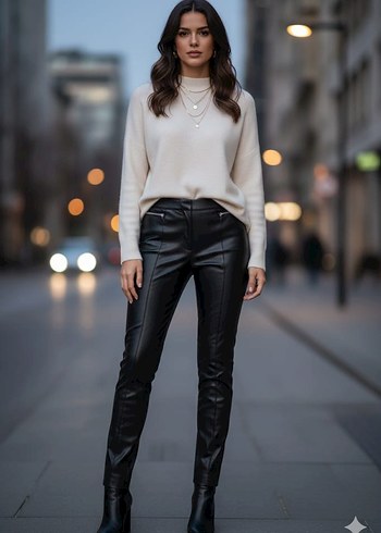 Siyah Mini Deri etek
straplez saten bluz - Görsel 4