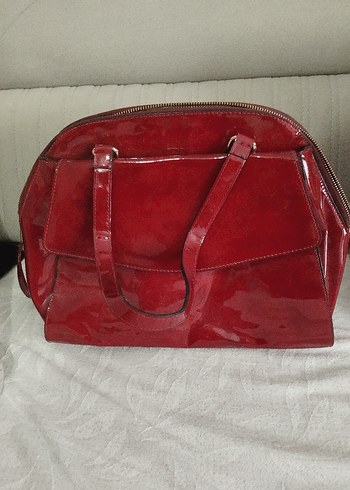 Kırmızı Parlak Deri Kadın Çanta - Görsel 2