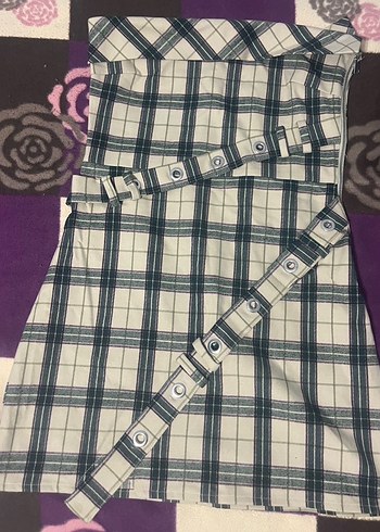 Kareli Kemer Detaylı Kadın Triko Elbise - Görsel 2