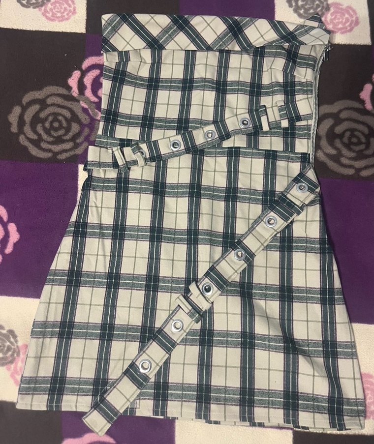 Kareli Kemer Detaylı Kadın Triko Elbise - Görsel 2