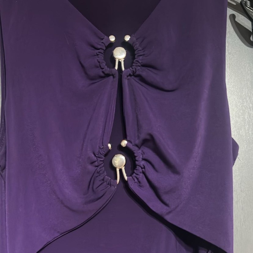 Mor Drapeli V Yaka Kısa Elbise - Görsel 2