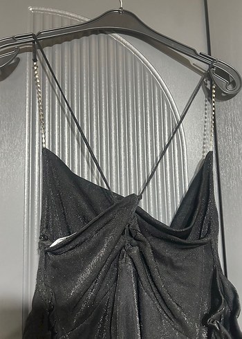 Kısa Siyah Drapeli Kadın Elbise - Görsel 5