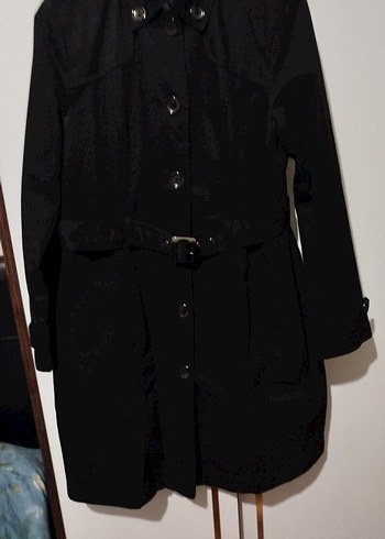 Siyah Midi Kemerli Kadın Trençkot - Görsel 2