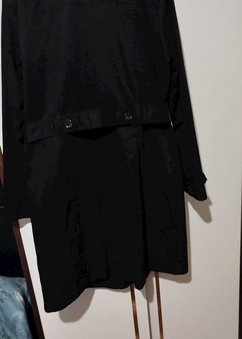 Siyah Midi Kemerli Kadın Trençkot - Görsel 4