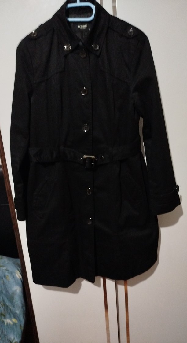 Siyah Midi Kemerli Kadın Trençkot - Görsel 2