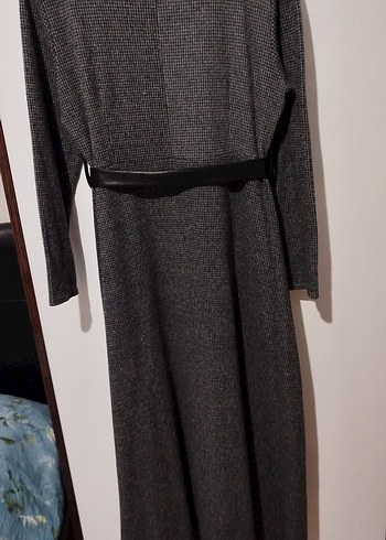 Gri Kışlık Kadın Uzun Elbise - Görsel 3