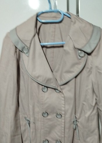 Açık Pembe Düğmeli Uzun Kadın Trençkot - Görsel 2