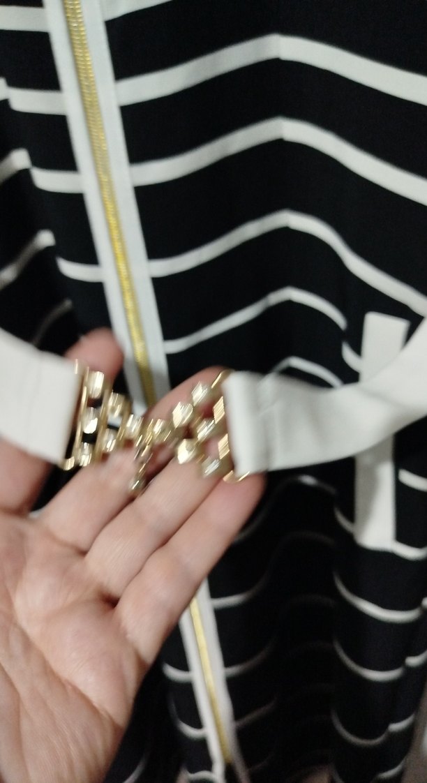 Çizgili Siyah Uzun Kap - Görsel 2