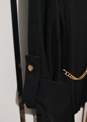 Zincir Detaylı Siyah Uzun Kollu Gotik Bluz - Görsel 8