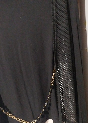 Zincir Detaylı Siyah Uzun Kollu Gotik Bluz - Görsel 4