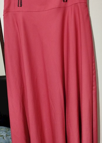 Düğmeli Mercan Rengi Uzun Kadın Etek - Görsel 4