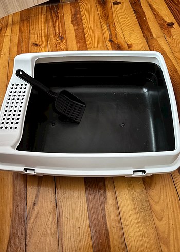 Gri-Beyaz Kedi Tuvalet Kabı ve Kürek - Görsel 2