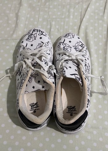 Beyaz Baskılı Kadın Sneakers - Görsel 3