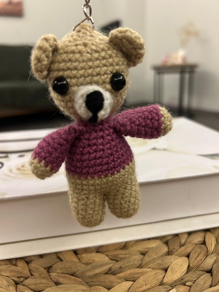 Renkli Örgü Ayıcık Anahtarlık - Görsel 4