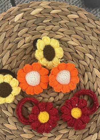 Çiçek Desenli Örgü Çocuk Saç Tokaları - Görsel 2