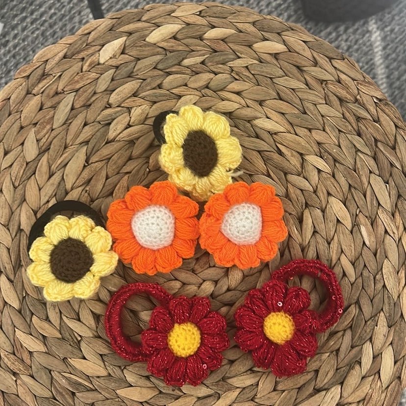 Çiçek Desenli Örgü Çocuk Saç Tokaları - Görsel 2