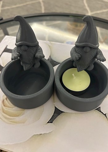 Gri Cüce Figürlü Mumluk Seti - Görsel 2