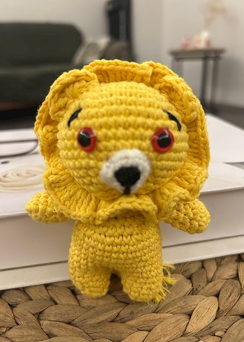 Sarı Renkli El Örgüsü Aslan Peluş Oyuncak - Görsel 4