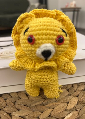 Sarı Renkli El Örgüsü Aslan Peluş Oyuncak - Görsel 3