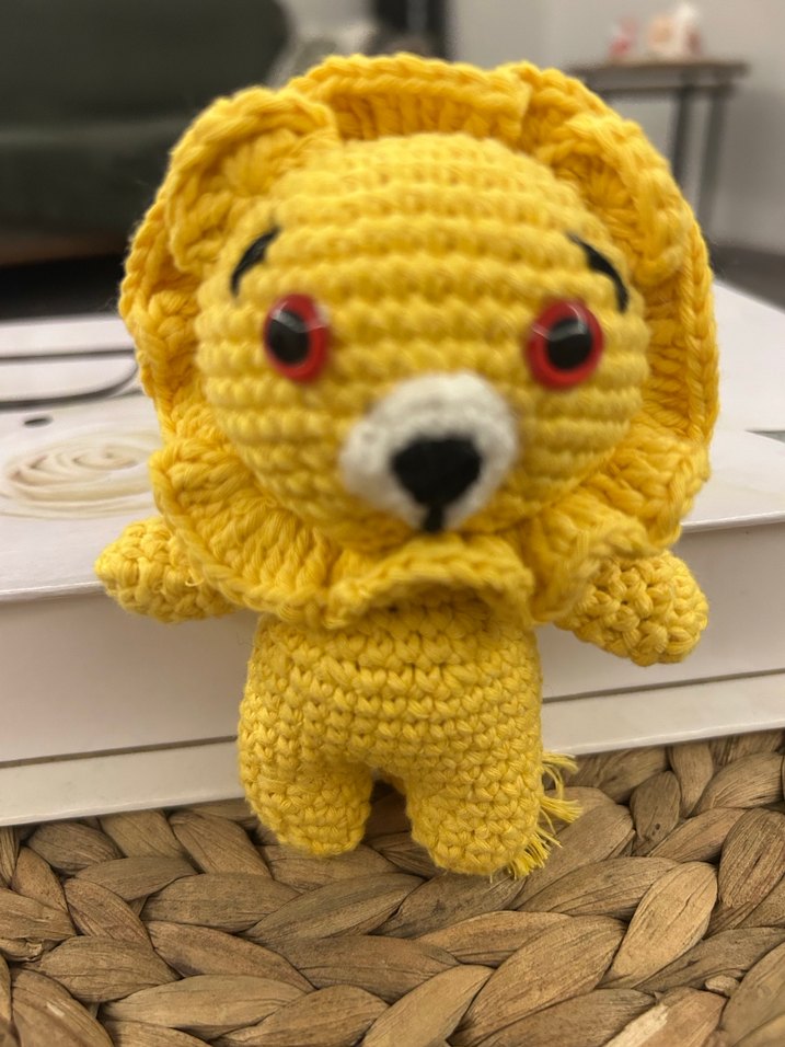 Sarı Renkli El Örgüsü Aslan Peluş Oyuncak - Görsel 2