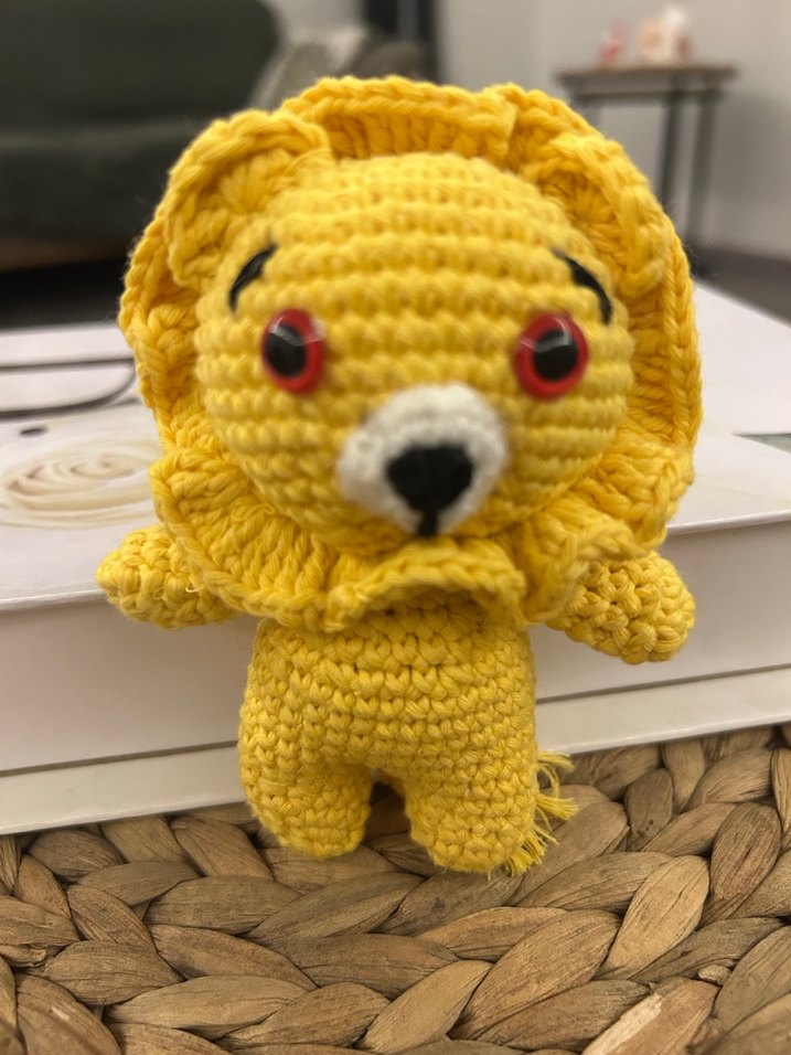 Sarı Renkli El Örgüsü Aslan Peluş Oyuncak - Görsel 3