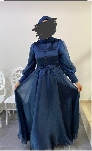 Lacivert prenses model tesettür abiye