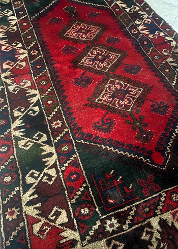 Koyu Kırmızı Desenli Antika Halı - Görsel 2