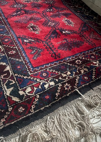 Koyu Kırmızı Desenli Antika Halı - Görsel 5