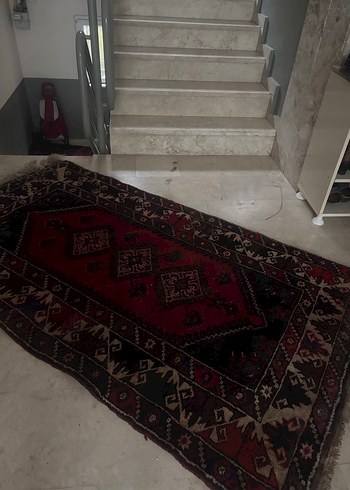 Koyu Kırmızı Desenli Antika Halı - Görsel 6