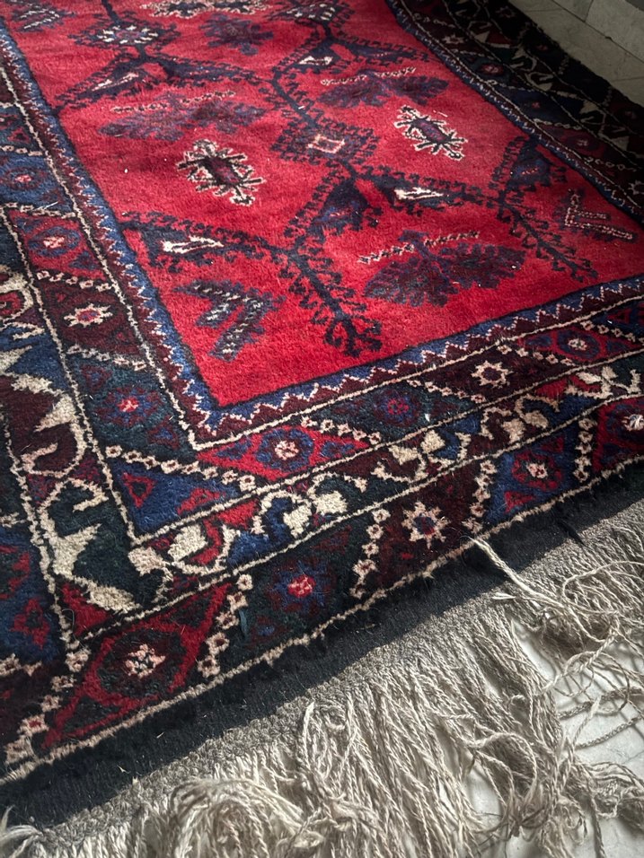 Koyu Kırmızı Desenli Antika Halı - Görsel 5