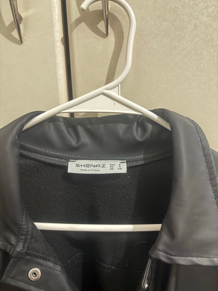 Düğmeli Siyah Deri Kadın Ceket - Görsel 2