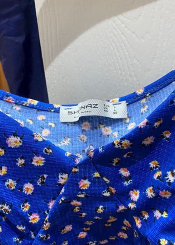 Mavi Çiçek Desenli Drapeli Mini Büstiyer - Görsel 3