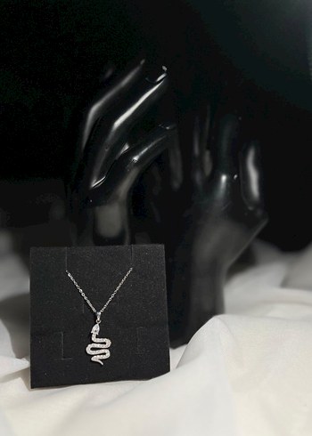 Çelik Işıltılı Yılan Kolye - Görsel 3