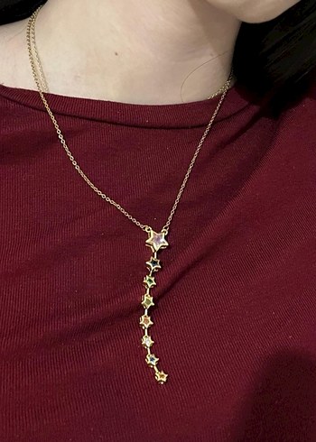 Çelik Renkli Yıldız Kadın Kolye - Görsel 3