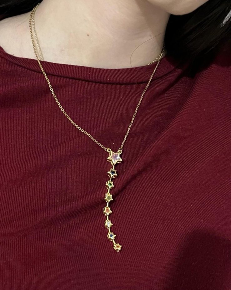 Çelik Renkli Yıldız Kadın Kolye - Görsel 3