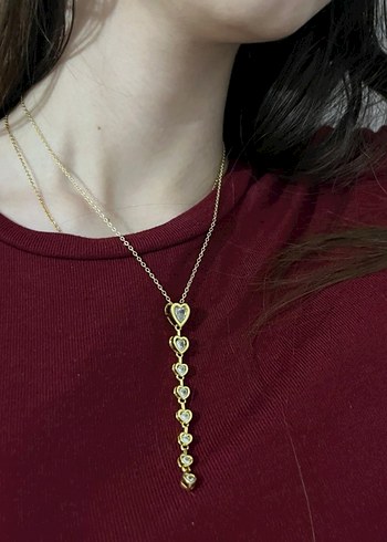 Çelik Gold Renk Kalp Kolye - Görsel 3