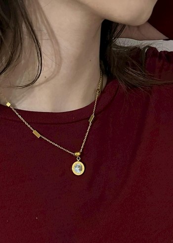 Çelik Roma Rakamlı Premium Taşlı Kolye - Görsel 3