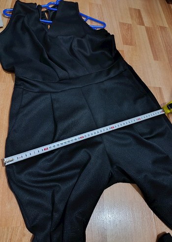 Beli Lastikli Siyah V Yaka Kadın Tulum - Görsel 9