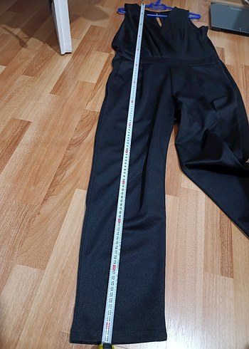 Beli Lastikli Siyah V Yaka Kadın Tulum - Görsel 8