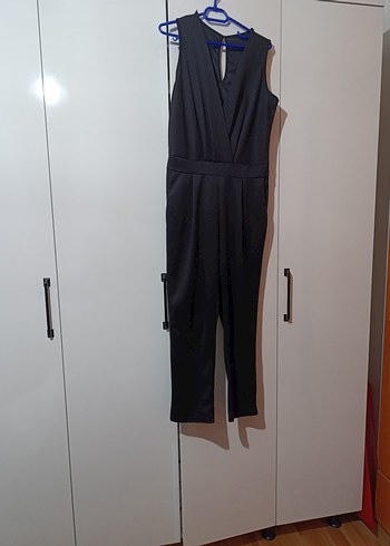 Beli Lastikli Siyah V Yaka Kadın Tulum - Görsel 4