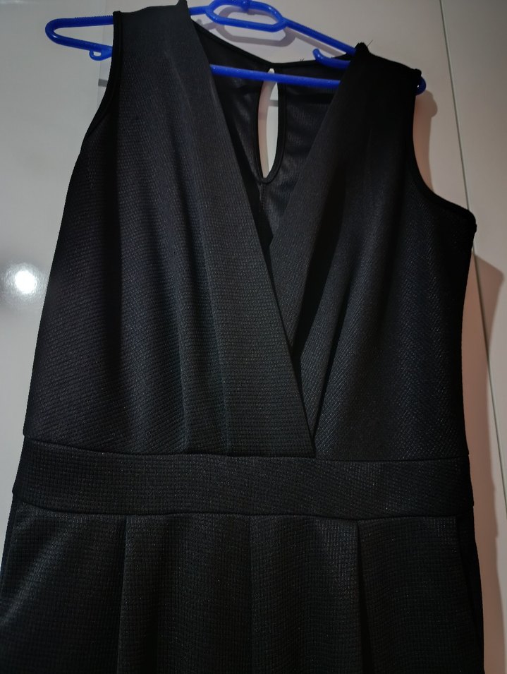 Beli Lastikli Siyah V Yaka Kadın Tulum - Görsel 5