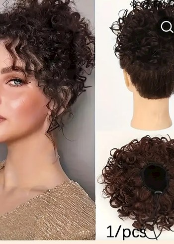 Bej Elastik Sentetik Bukleli Peruk sıfır ürün - Görsel 4