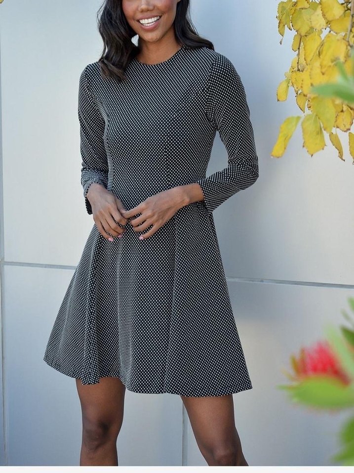 Puantiyeli siyah elbise - Görsel 4