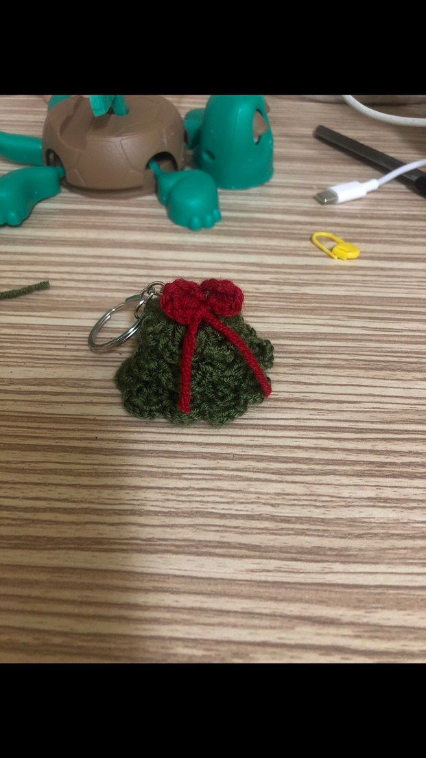 Örgü Kadın Anahtarlık Yeşil Bohem - Görsel 2